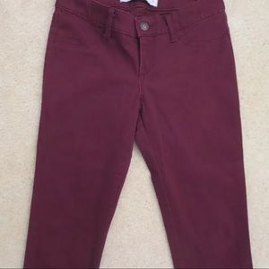 Hollister Womens Burgundy Skinny Jeans Size 1R Low Rise.